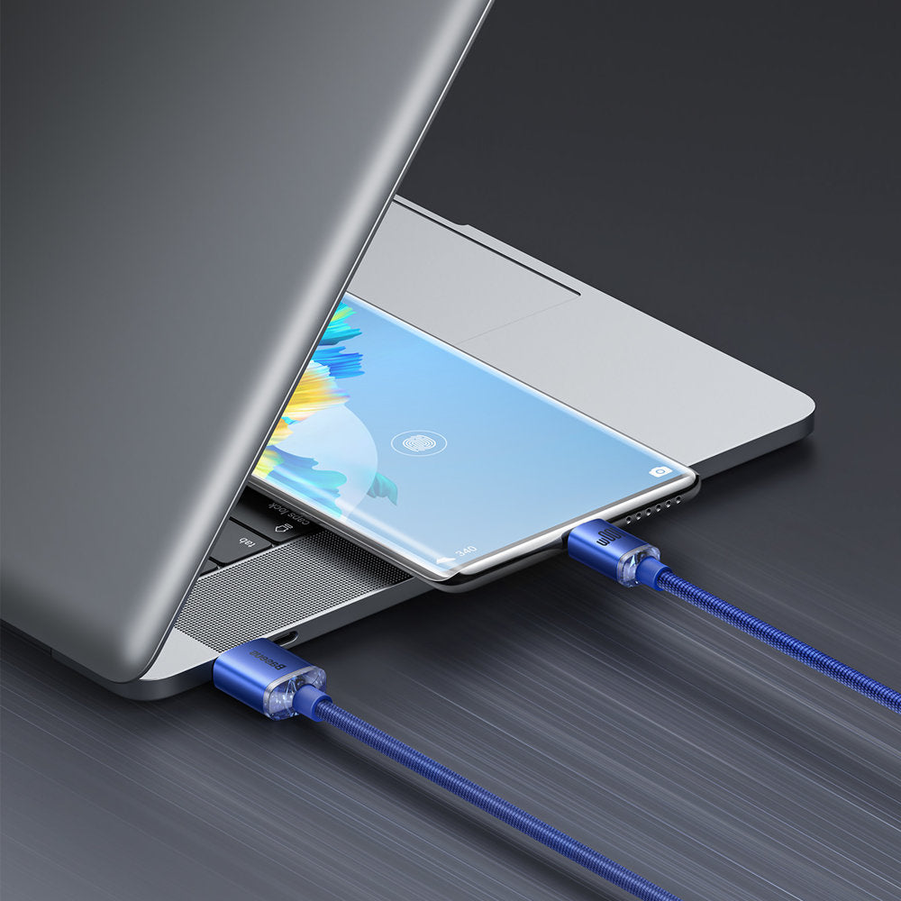 USB-A - USB-C Baseus Crystal Shine -sarjan data- ja latauskaapeli, 100W, 2m, sininen CAJY000503