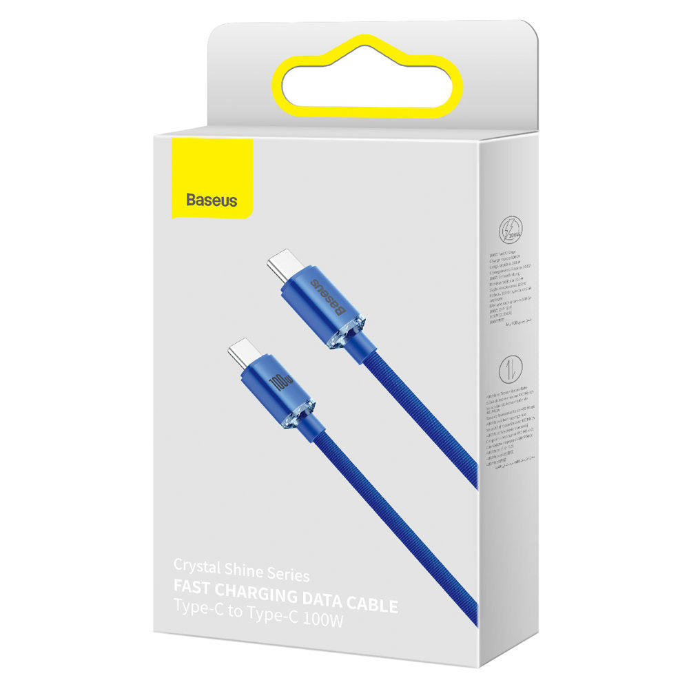 USB-C data- ja latauskaapeli - USB-C Baseus Crystal Shine Series, 100W, 2m, sininen CAJY000703