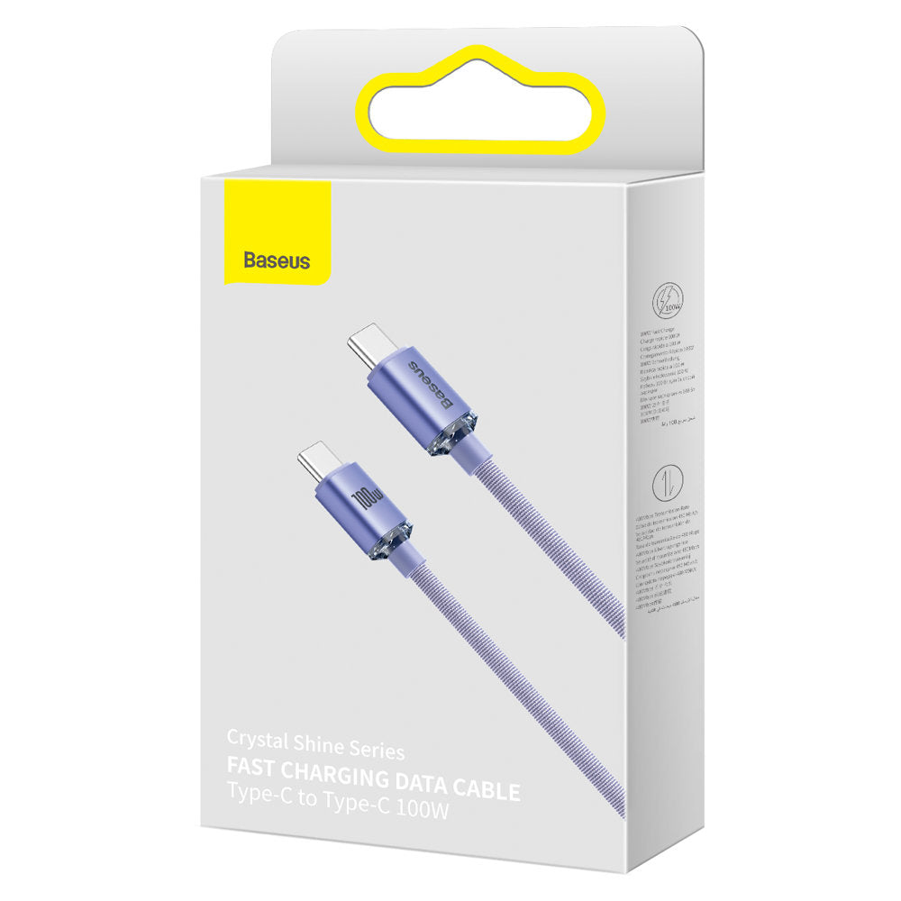 USB-C data- ja latauskaapeli - USB-C Baseus Crystal Shine Series, 100W, 2m, violetti CAJY000705
