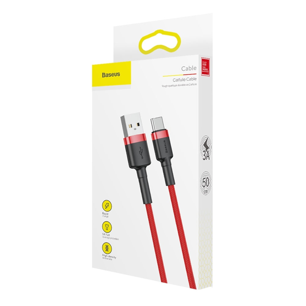 Baseus Cafule USB-A - USB-C -data- ja latauskaapeli, 60W, 0,5m, Punainen CATKLF-A09