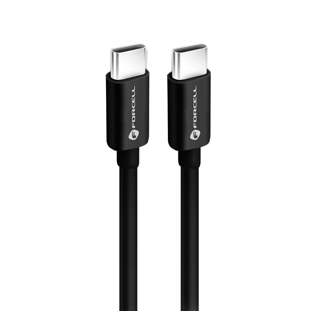 USB-C - USB-C Forcell F-Energy C338 -data- ja latauskaapeli, 60W, 0.25m, Musta