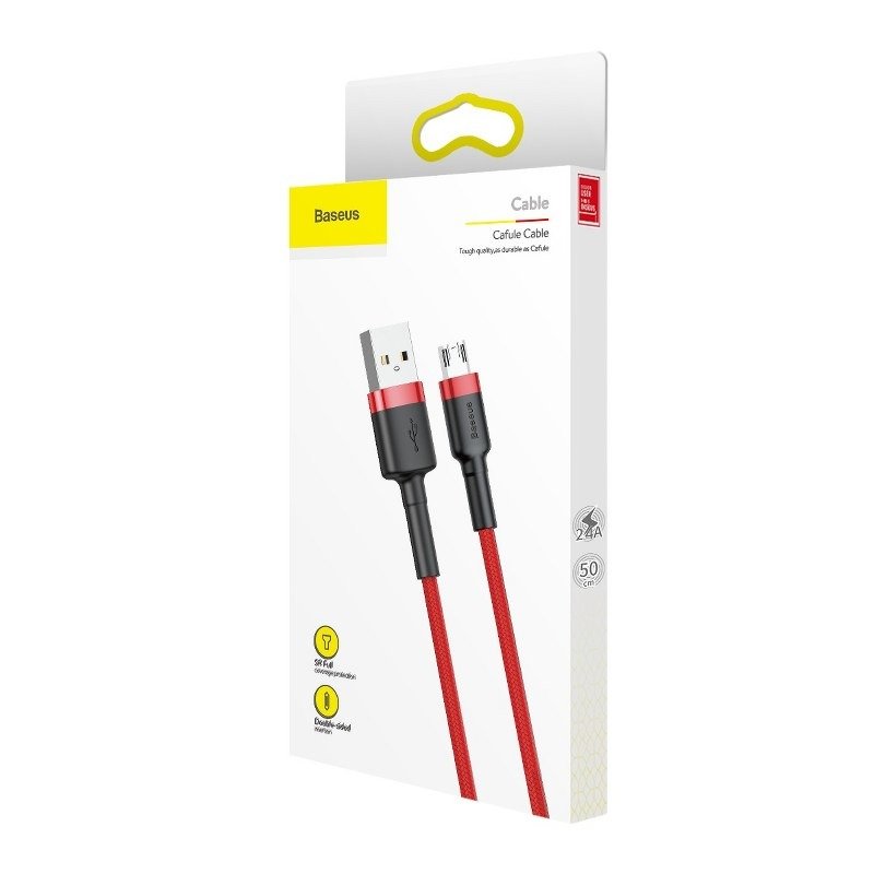 Tieto- ja latauskaapeli USB-A - microUSB Baseus Cafule, 18W, 1m, punainen CAMKLF-B09