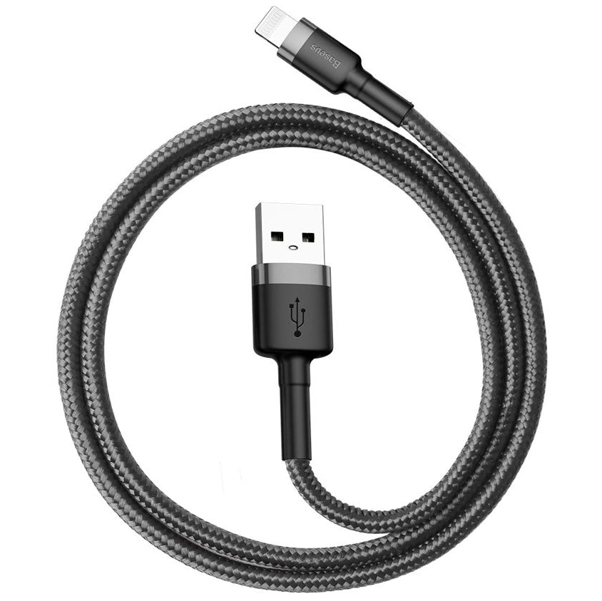 USB-A - Lightning Baseus Cafule -data- ja latauskaapeli, 18W, 0.5m, Harmaa CALKLF-AG1