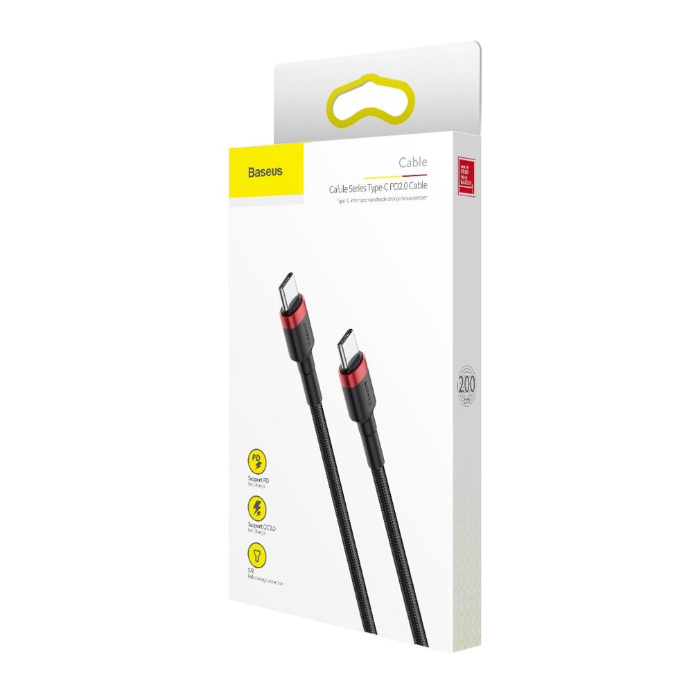 USB-C data- ja latauskaapeli - USB-C Baseus Cafule, 60W, 2m, punainen CATKLF-H91