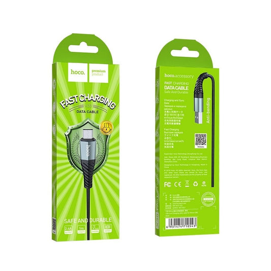 HOCO X38 Cool USB-A - microUSB data- ja latauskaapeli, 18W, 1m, musta, musta