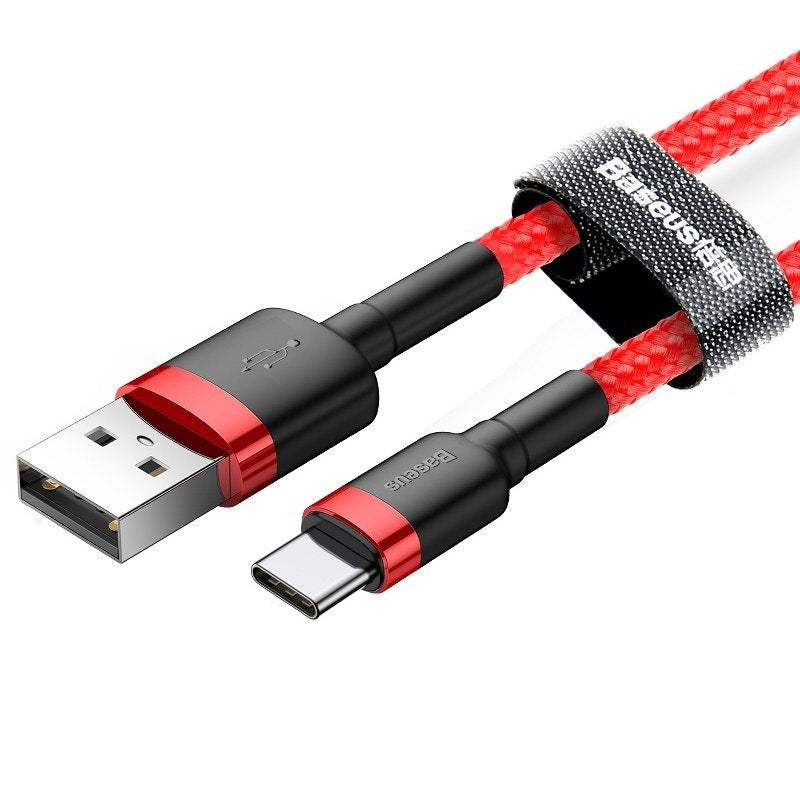 USB-A - USB-C -lataus- ja tiedonsiirtokaapeli Baseus Cafule, 60W, 1m, Punainen
