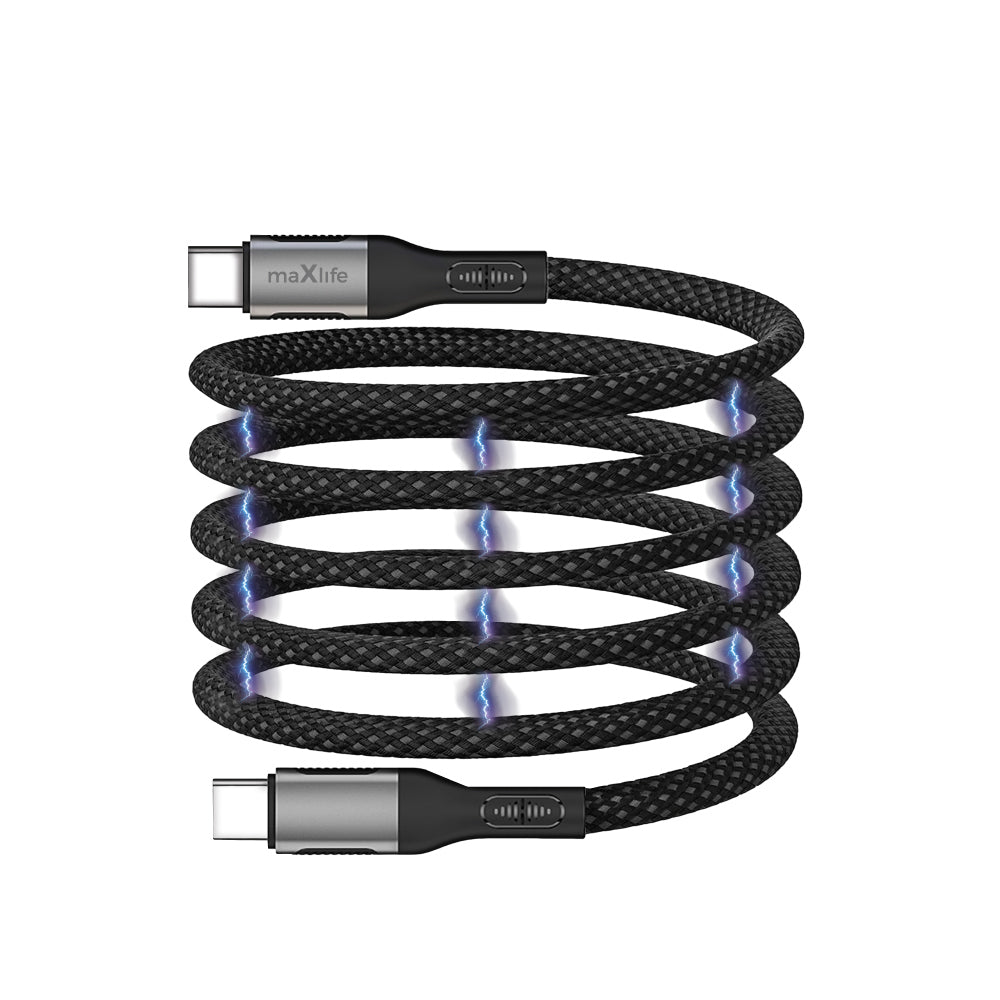 USB-C - USB-C MaXlife MXUC-11 magneettinen data- ja latauskaapeli, 100W, 1m, Musta