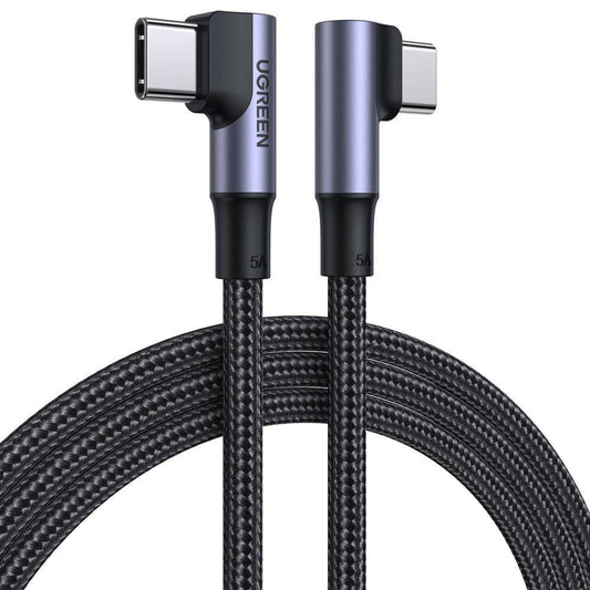 USB-C - USB-C UGREEN US335 Angled -data- ja latauskaapeli, 100W, 2m, Musta