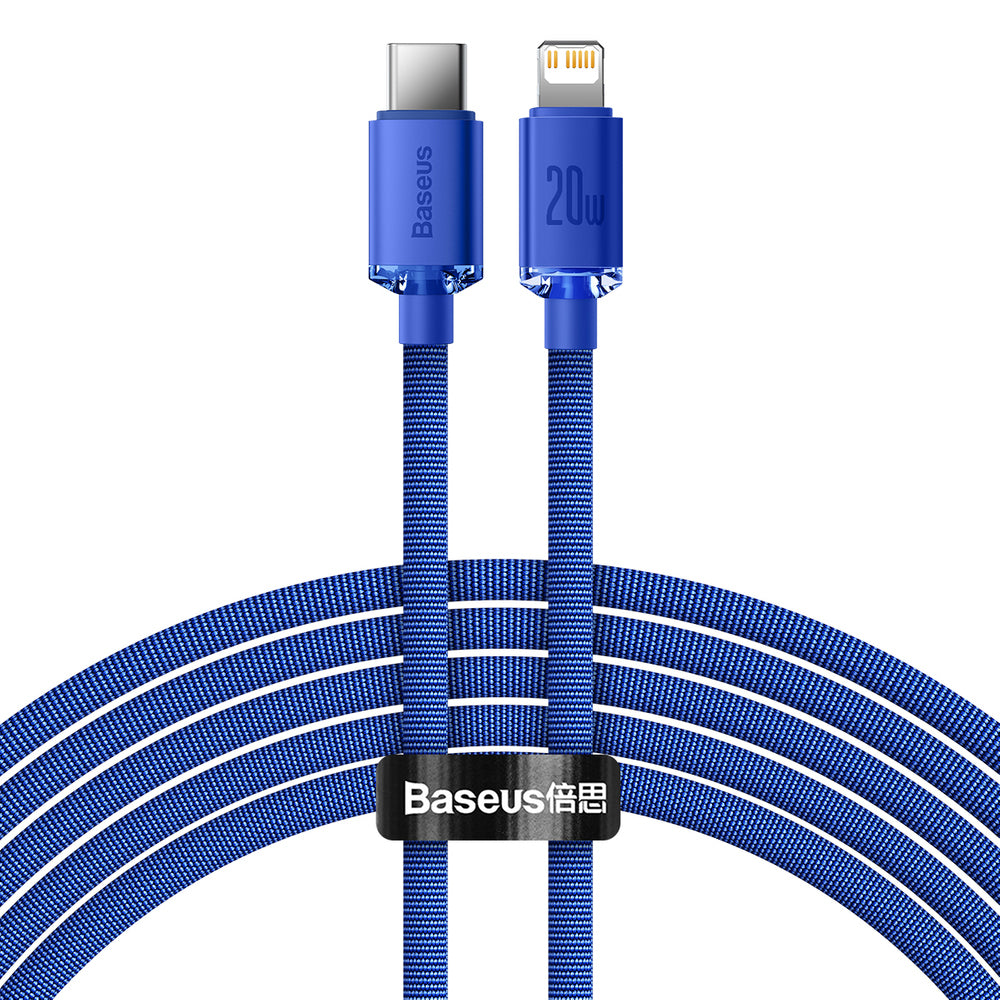 USB-C - Lightning Baseus Crystal Shine Series -data- ja latauskaapeli, 20W, 1.2m, Sininen CAJY000203