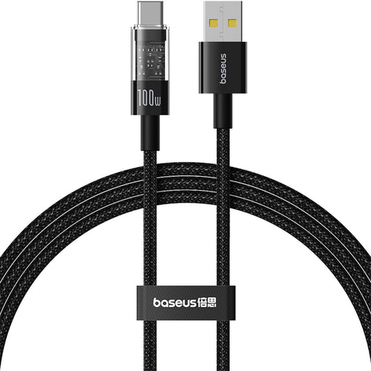 Baseus Gem USB-A - USB-C -data- ja latauskaapeli, 100W, 1m, Musta P10373002111-00