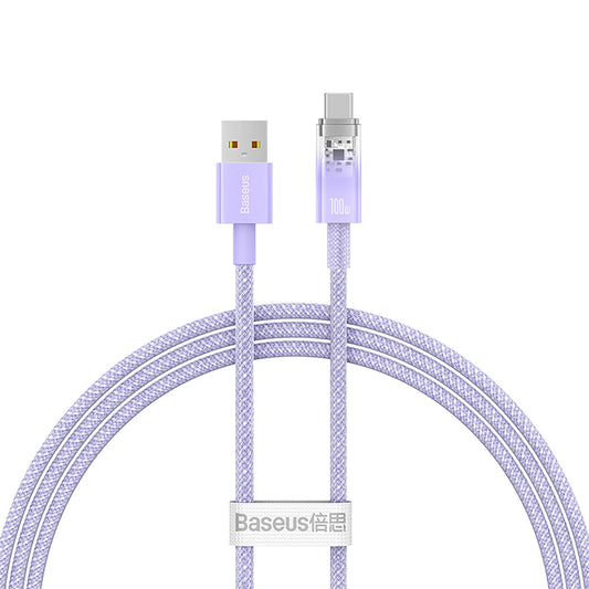 Baseus Explorer USB-A - USB-C -data- ja latauskaapeli, 100W, 1m, Violetti CATS010405