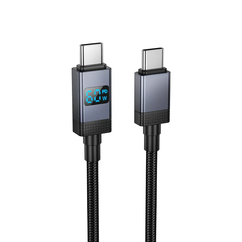USB-C - USB-C HOCO X118 Display -kaapeli, 60W, 1m, Musta