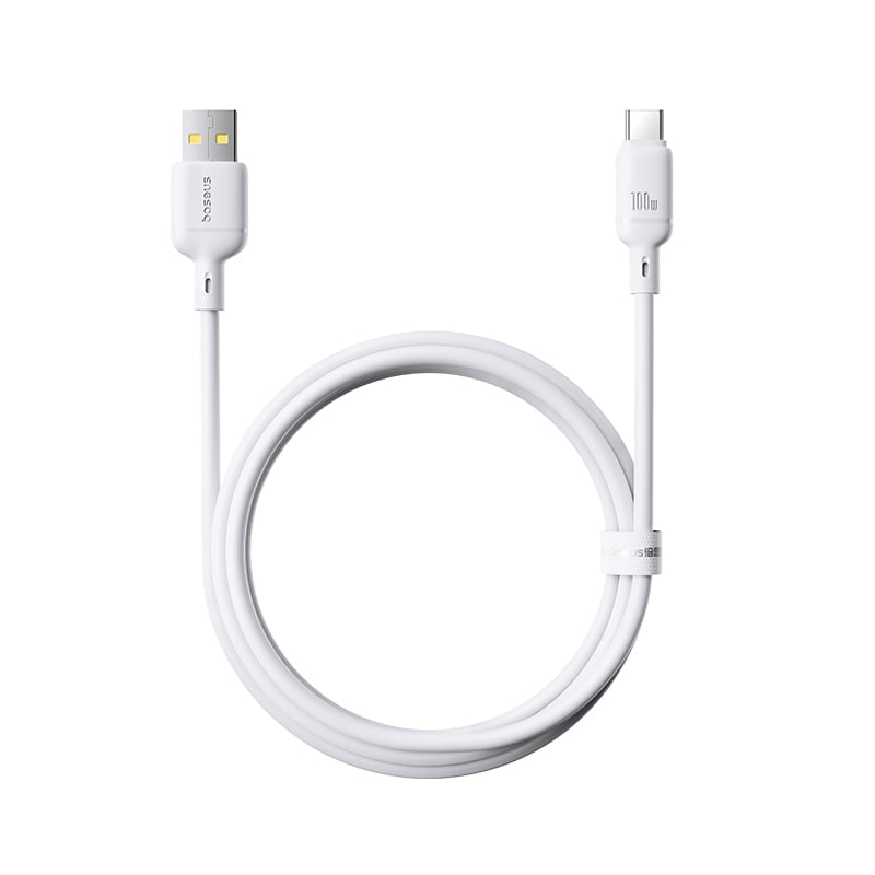USB-A - USB-C Baseus Silky -kaapeli, 100W, 1m, Valkoinen P10377703213-00