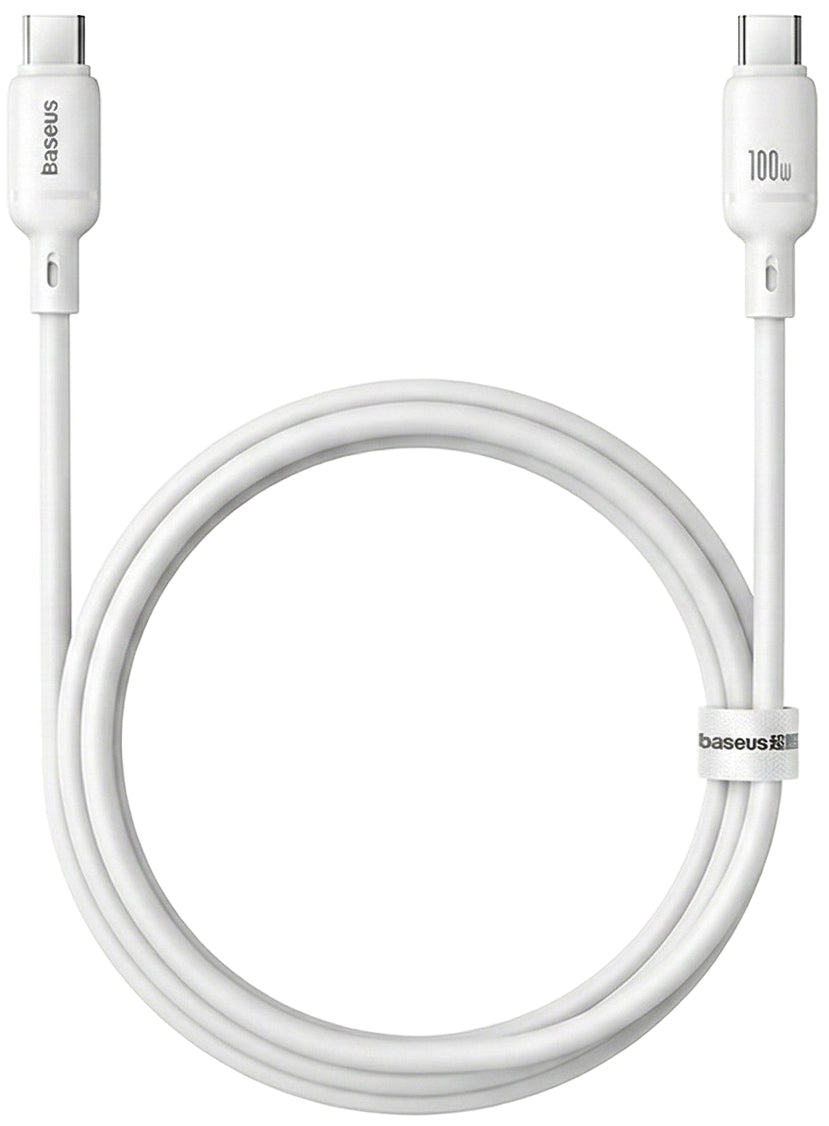 USB-C - USB-C Baseus Silky -data- ja latauskaapeli, 100W, 1m, Valkoinen P10377704213-00