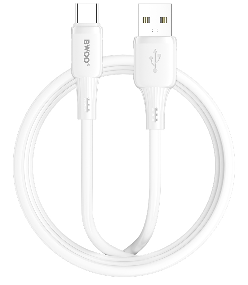 USB-A - USB-C BWOO X329C tiedonsiirto- ja latauskaapeli, 15W, 1m, valkoinen