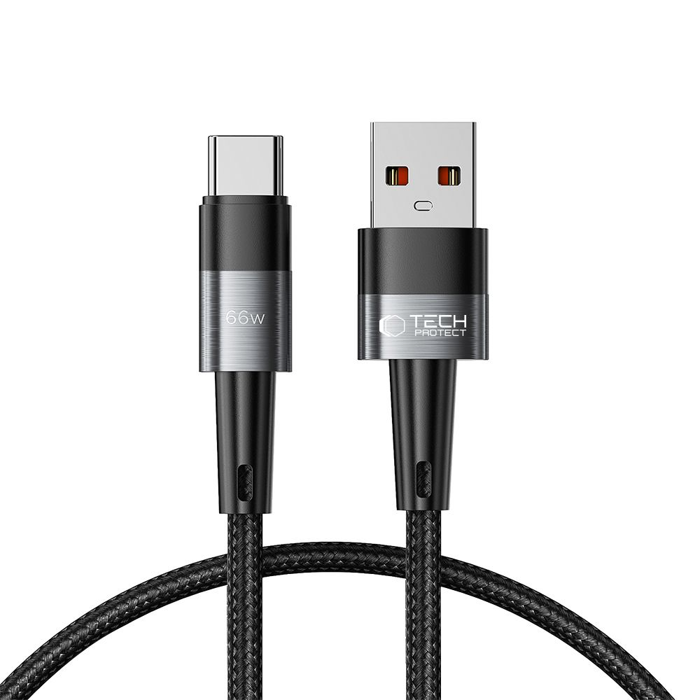 USB-A - USB-C Tech-Protect Ultraboost -tietojen ja latauskaapeli, 66W, 0,5 m, harmaa