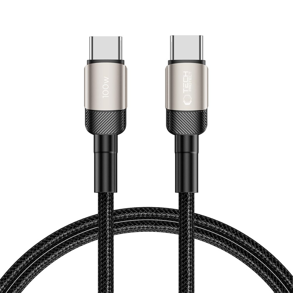 USB-C-tietojen ja latauksen kaapeli - USB-C Tech-Protect Ultraboost EVO, 100W, 1m, Hopea