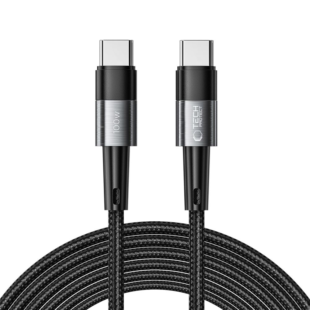 USB-C-tietojen ja latauksen kaapeli - USB-C Tech-Protect Ultraboost, 100W, 3m, Harmaa