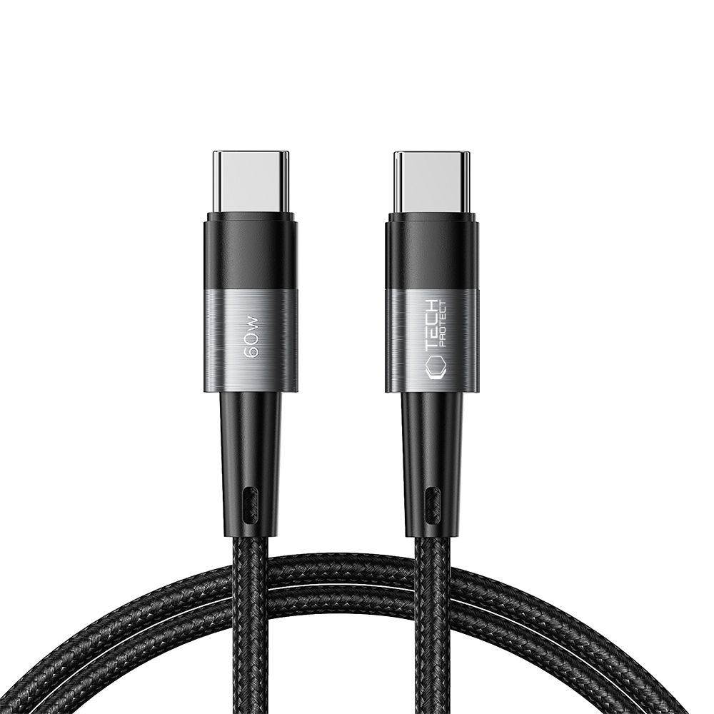 USB-C-tietojen ja latauksen kaapeli - USB-C Tech-Protect Ultraboost, 60W, 1m, Harmaa
