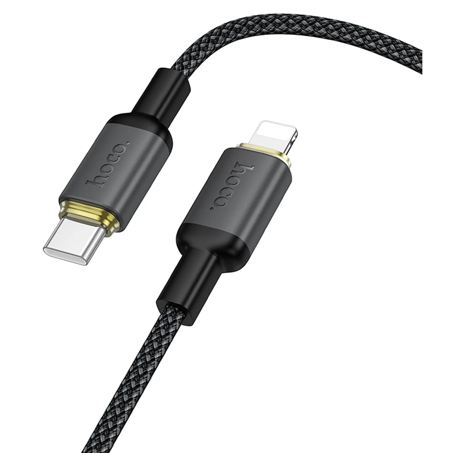 USB-A - Lightning HOCO X128 Benefit -tietojen siirto- ja latauskaapeli, 12W, 1m, musta
