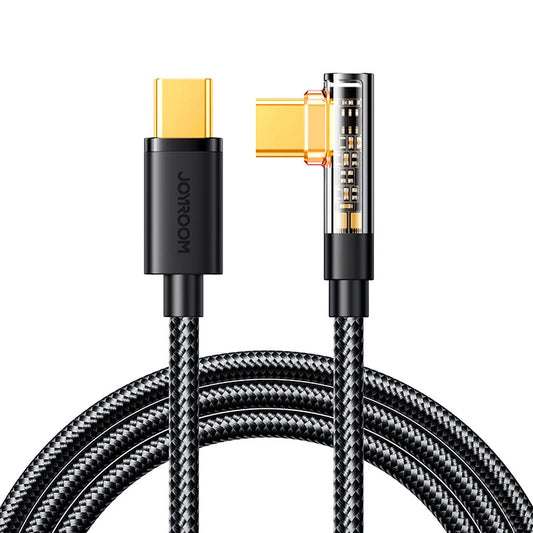 USB-C - USB-C -kaapeli ja laturi Joyroom S-CC100A6 Angled, 100W, 1.2m, Musta