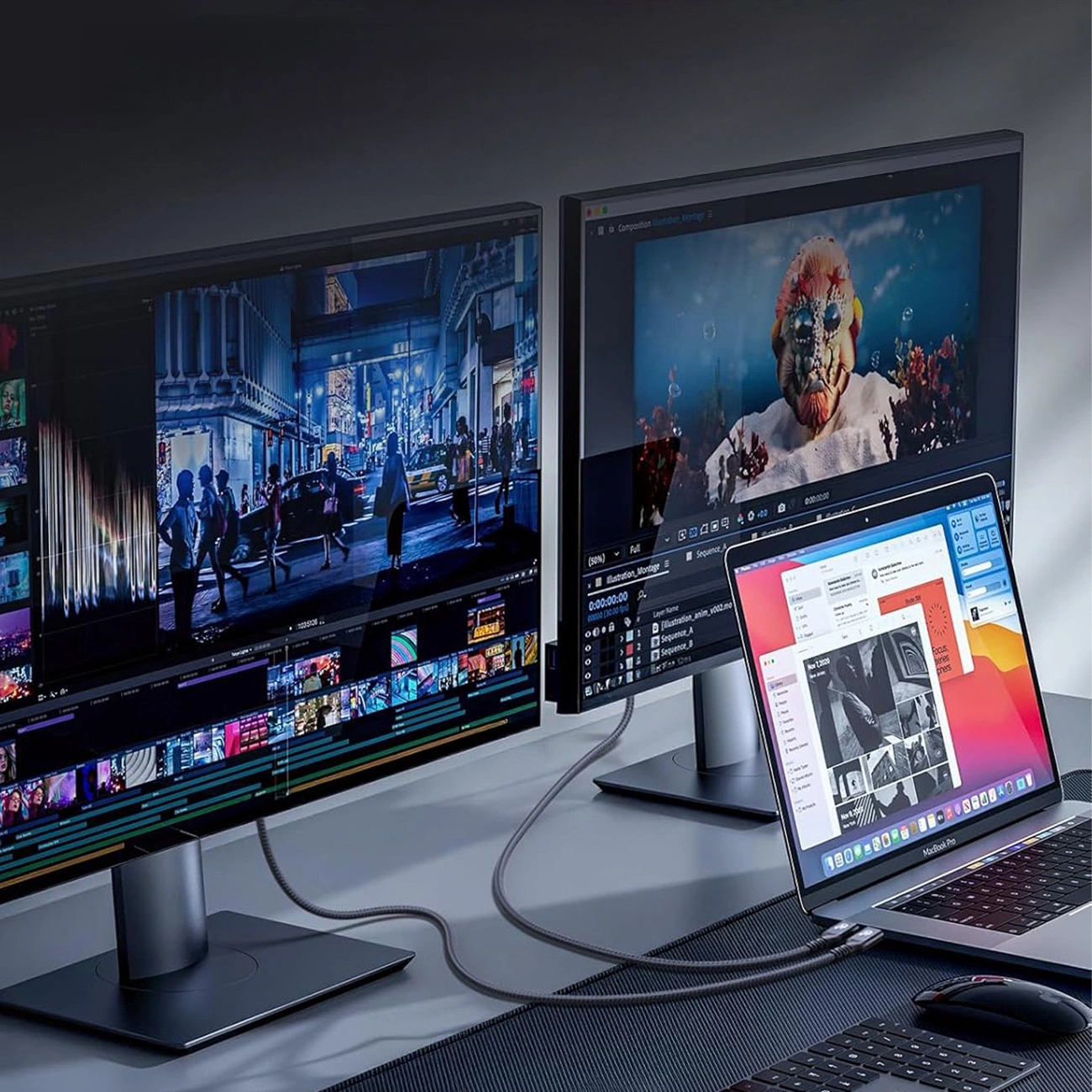 USB-C - USB-C Data- ja Latauskaapeli WZK WPS-UY42S, 240W, 2m, Musta