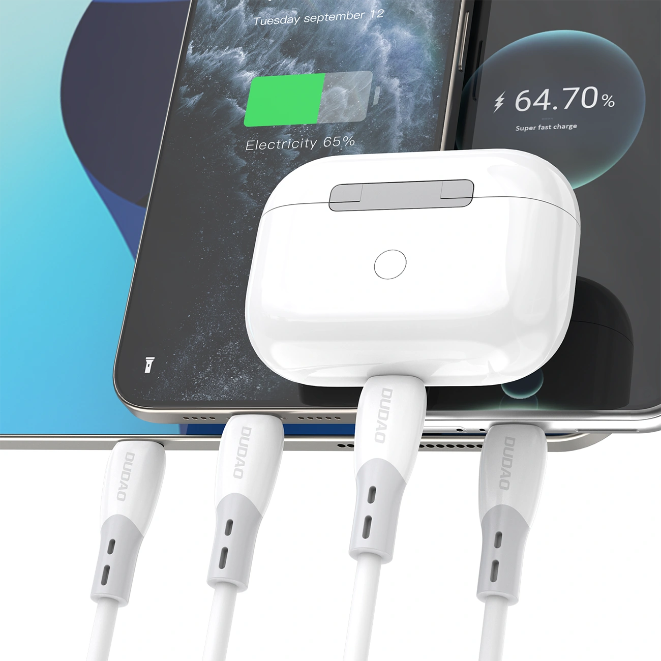 USB-C - USB-C Dudao L25SC Data- ja Latauskaapeli, 60W, 2m, Valkoinen