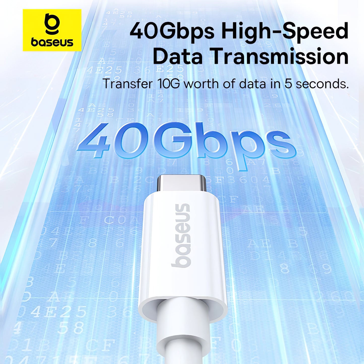 USB-C data- ja latauskaapeli - USB-C Baseus Superior Series 2, 240W, 1m, valkoinen P10365200211-02