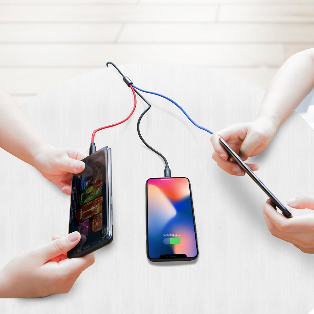USB-A - Lightning / microUSB / USB-C Baseus Colors 3in1 -latauskaapeli, 20W, 1.2m, Musta CAMLT-BSY01