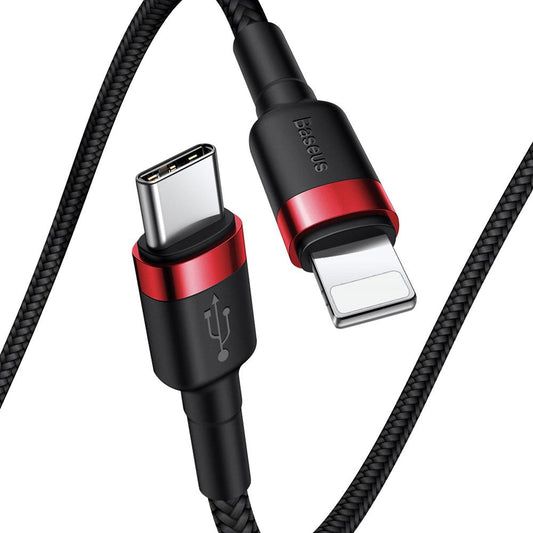 Tieto- ja latauskaapeli USB-C - Lightning Baseus Cafule, 18W, 1m, punainen CATLKLF-91