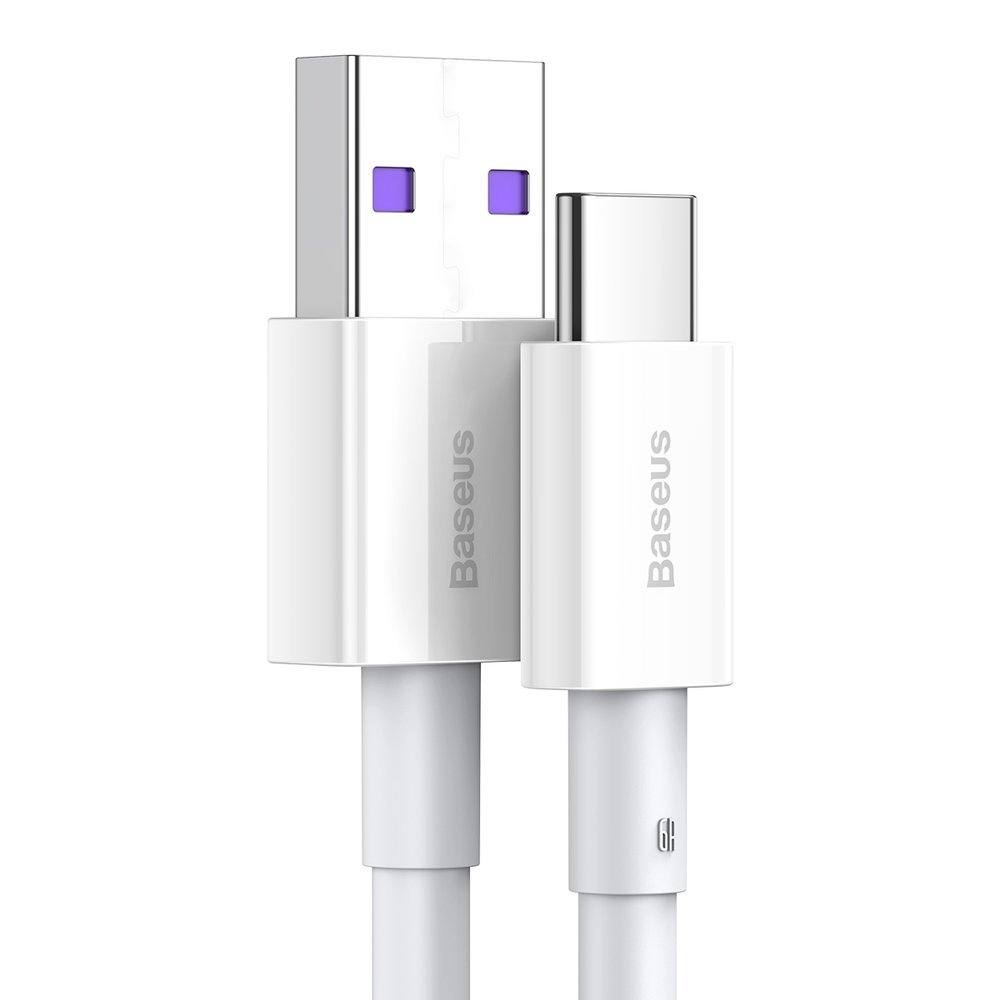 Tieto- ja latauskaapeli USB-A - USB-C Baseus Superior Series, 66W, 2m, valkoinen CATYS-A02