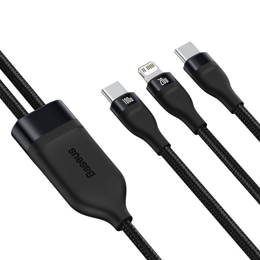 USB-C - Lightning / USB-C Baseus Flash Series 2in1 -kaapeli, 100W, 1.2m, Musta CA1T2-F01