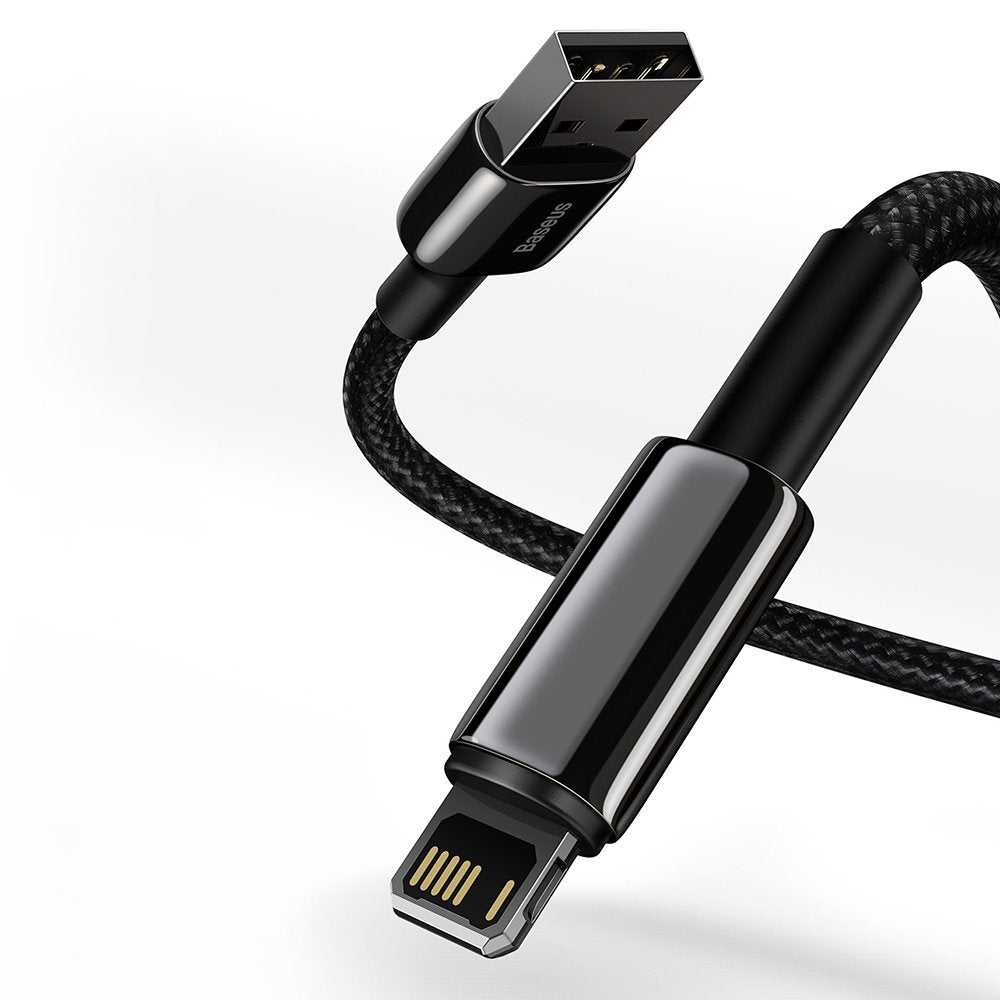 Baseus Tungsten Gold USB-Lightning -lataus- ja tiedonsiirtokaapeli, 2m, 2.4A, Musta CALWJ-A01