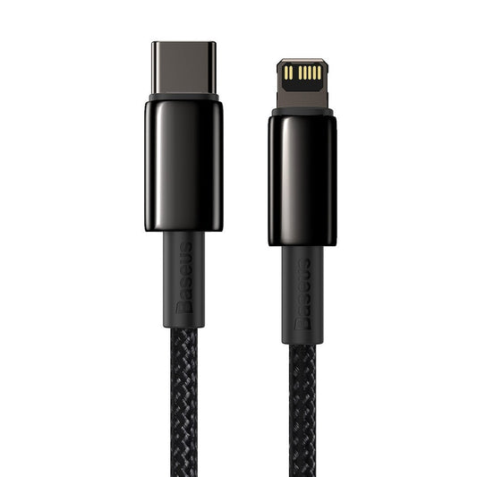 Tieto- ja latauskaapeli USB-C - Lightning Baseus Tungsten Tungsten Gold, 20W, 2m, musta CATLWWJ-A01