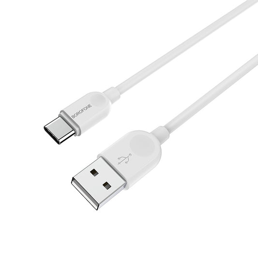 Tieto- ja latauskaapeli USB-A - USB-C Borofone BX14 LinkJet, 18W, 1m, valkoinen