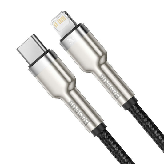 USB-C - Lightning Baseus Cafule Metal Series -data- ja latauskaapeli, 20W, 2m, Musta CATLJK-B01
