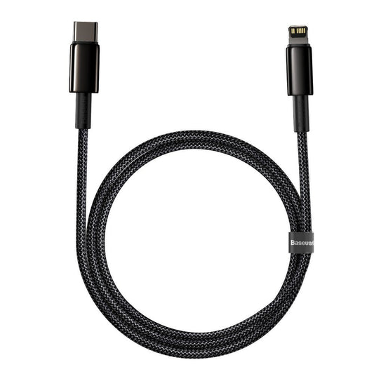 Tieto- ja latauskaapeli USB-C - Lightning Baseus Tungsten Tungsten Gold, 20W, 1m, musta CATLWJ-01 CATLWJ-01 CATLWJ-01