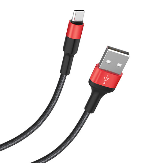 USB-A - USB-C HOCO X26 Xpress -data- ja latauskaapeli, 18W, 1m, Musta Punainen