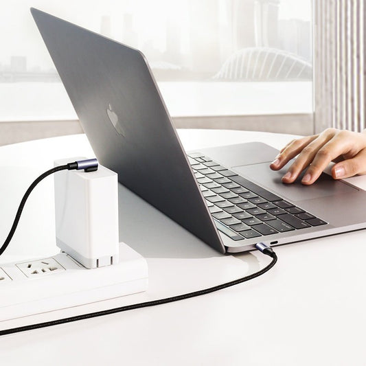 USB-C data- ja latauskaapeli - USB-C UGREEN US255 USB-C kulma, 60W, 2m, harmaa