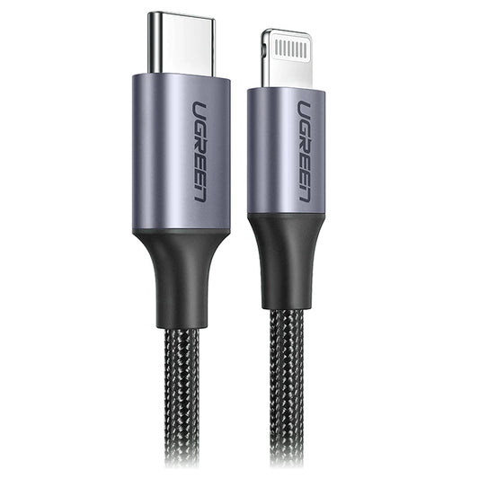 UGREEN US304 USB-C - Lightning Data- ja Latauskaapeli, 20W, 1m, Musta