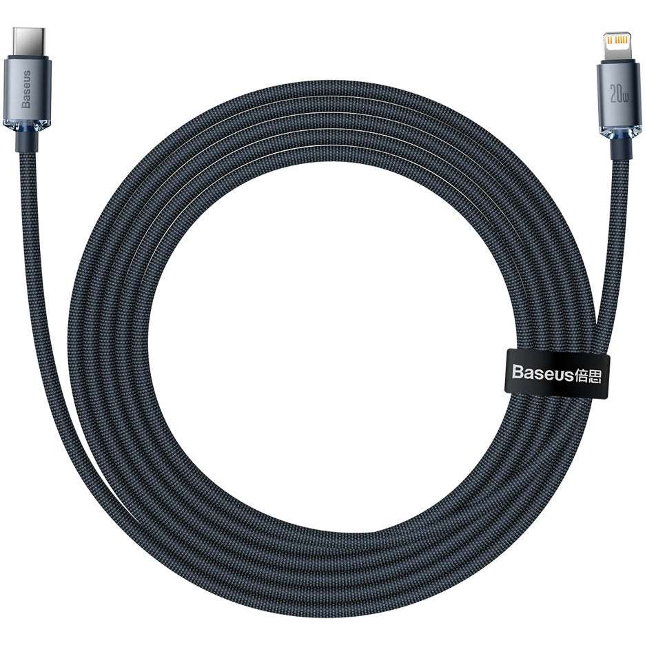 Baseus Crystal Shine -sarjan USB-C - Lightning data- ja latauskaapeli, 20W, 2m, musta CAJYY000301