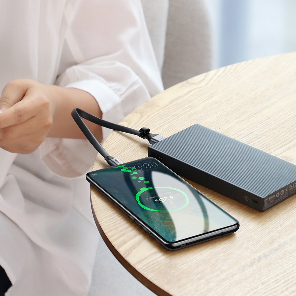 USB-A - USB-C Baseus Simple -data- ja latauskaapeli, 40W, 0.23m, Harmaa CATMBJ-BG1