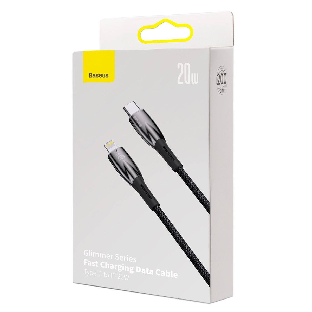 Baseus Glimmer Series USB-C - Lightning Data and Charging Cable, 20W, 2m, Black CADH00010101