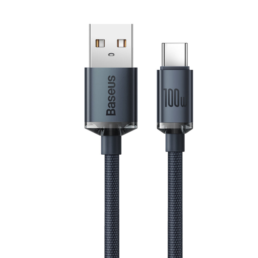 USB-A - USB-C Baseus Crystal Shine Series -data- ja latauskaapeli, 100W, 1.2m, Musta CAJY000401