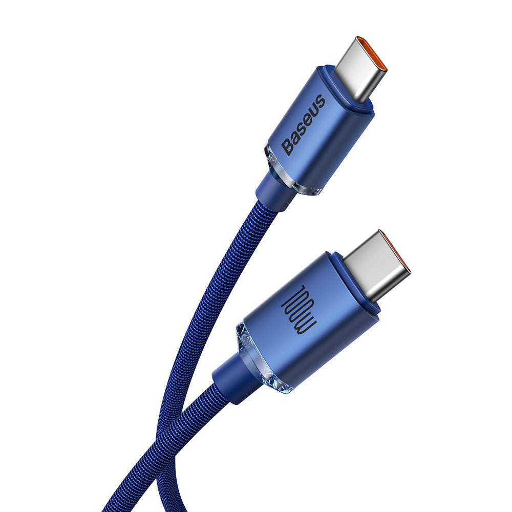 USB-C data- ja latauskaapeli - USB-C Baseus Crystal Shine Series, 100W, 2m, sininen CAJY000703