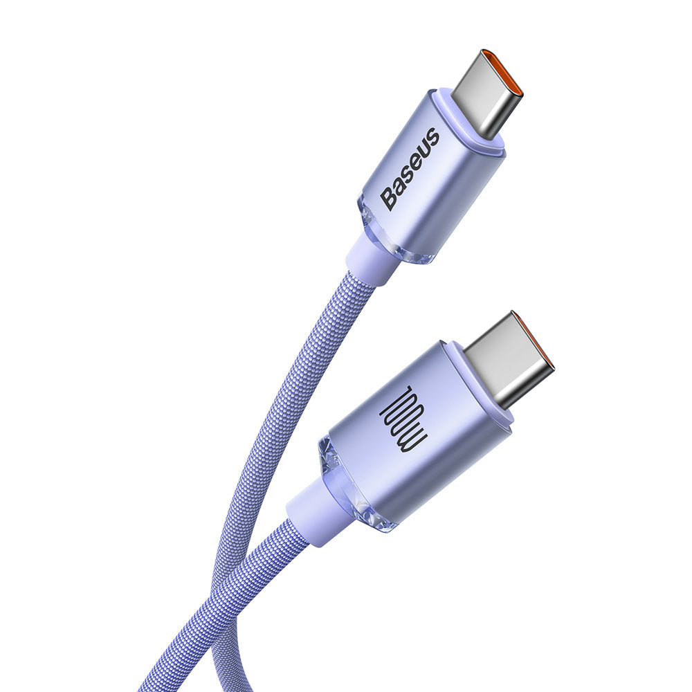 USB-C data- ja latauskaapeli - USB-C Baseus Crystal Shine Series, 100W, 2m, violetti CAJY000705
