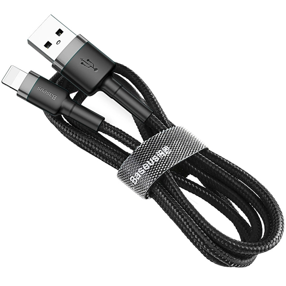 USB-A - Lightning Baseus Cafule -data- ja latauskaapeli, 18W, 0.5m, Harmaa CALKLF-AG1