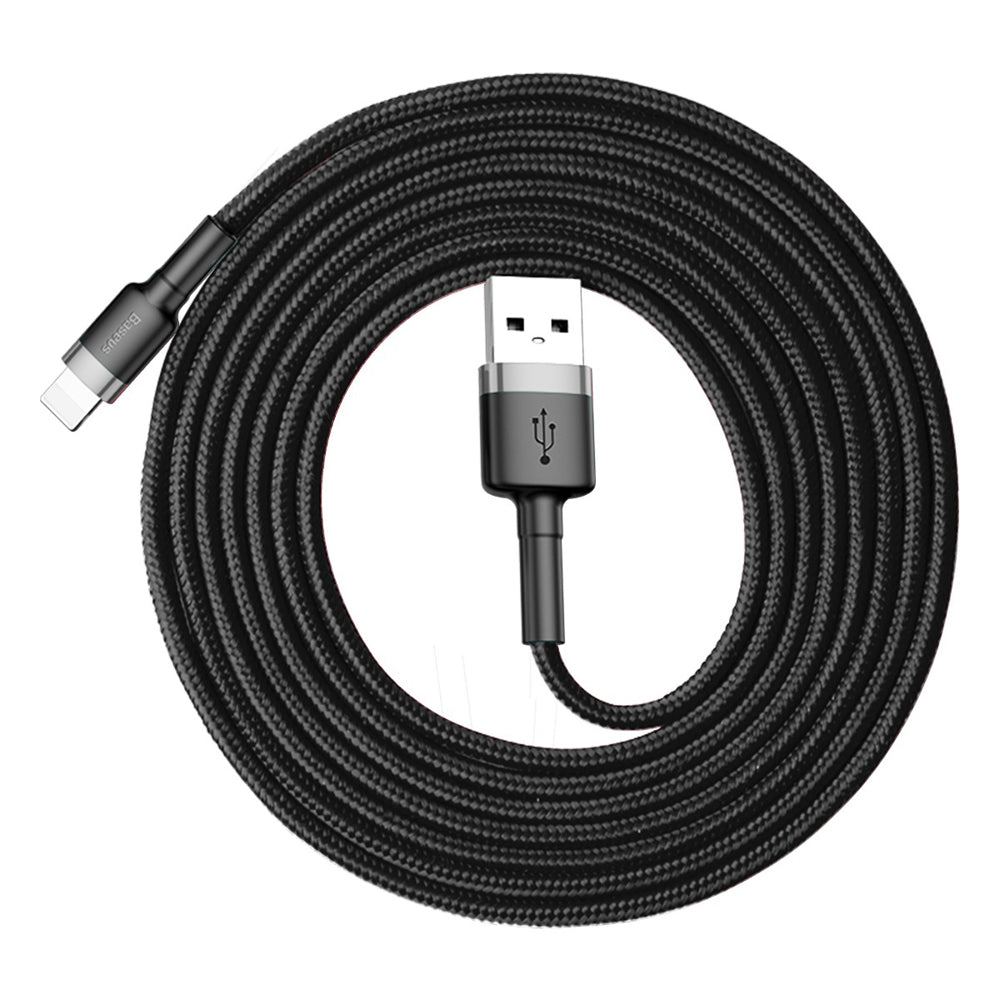 USB-A - Lightning Baseus Cafule -data- ja latauskaapeli, 18W, 2m, Harmaa CALKLF-CG1