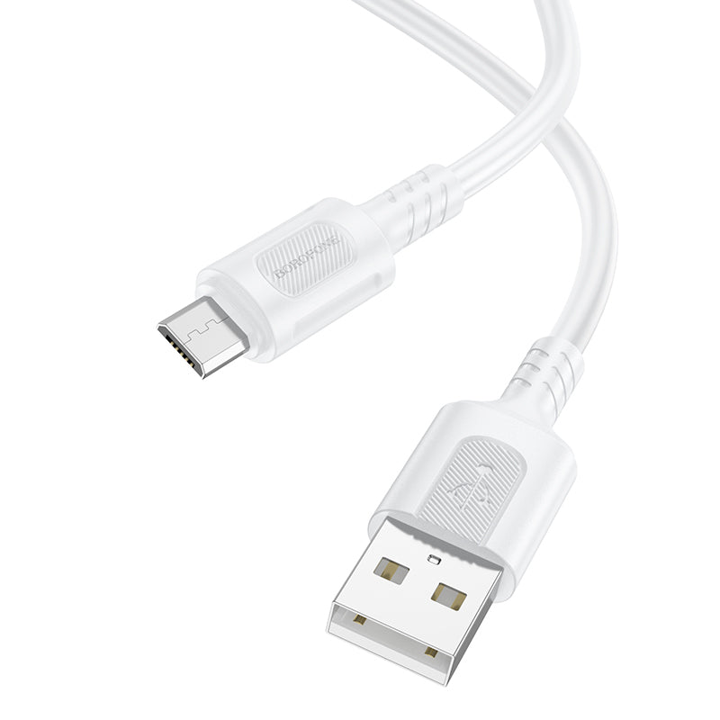 Tieto- ja latauskaapeli USB-A - microUSB Borofone BX111 Feliz, 18W, 1m, valkoinen