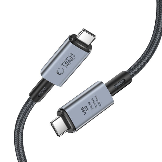 USB-C data- ja latauskaapeli - USB-C Tech-Protect Ultraboost Max, 240W, 2m, harmaa